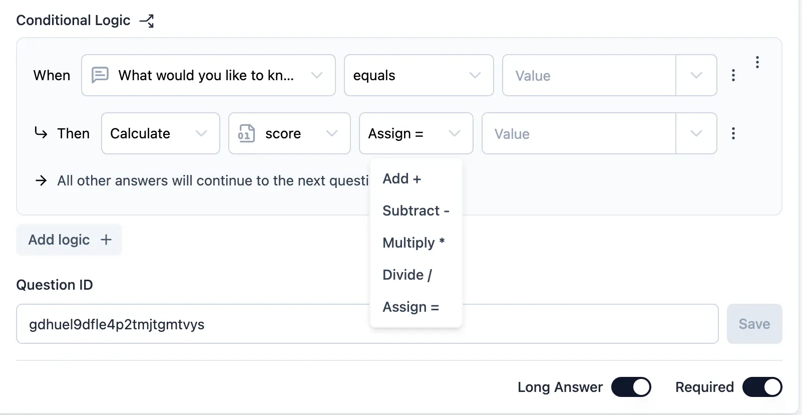 Action Calculate Variables