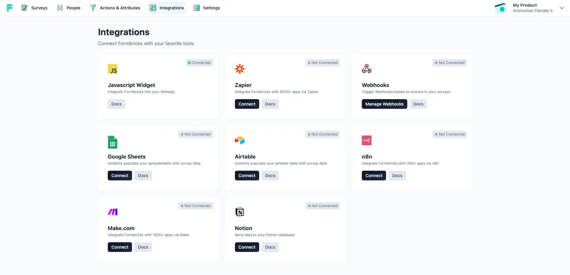 Integrations with Formbricks