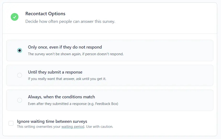 Set recontact options