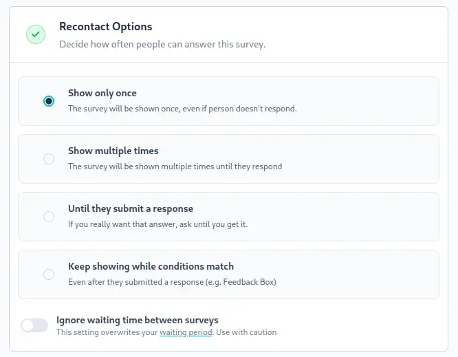 Set recontact options