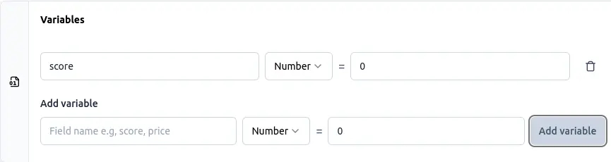 Create Variable named Score image