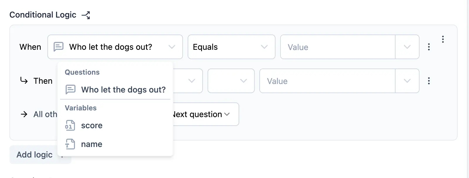 Variables usage